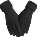 Achiou Women Winter Gloves, Touch Screen Texting Gloves, Elastic Soft Warm Knit Lined, One Size (Black)