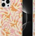 Case Compatible with iPhone 16 Pro, Trendy Abstract Pattern Aesthetic Phone Case for Women Girls Orange Shockproof Protective Phone Cover - Abstract Style