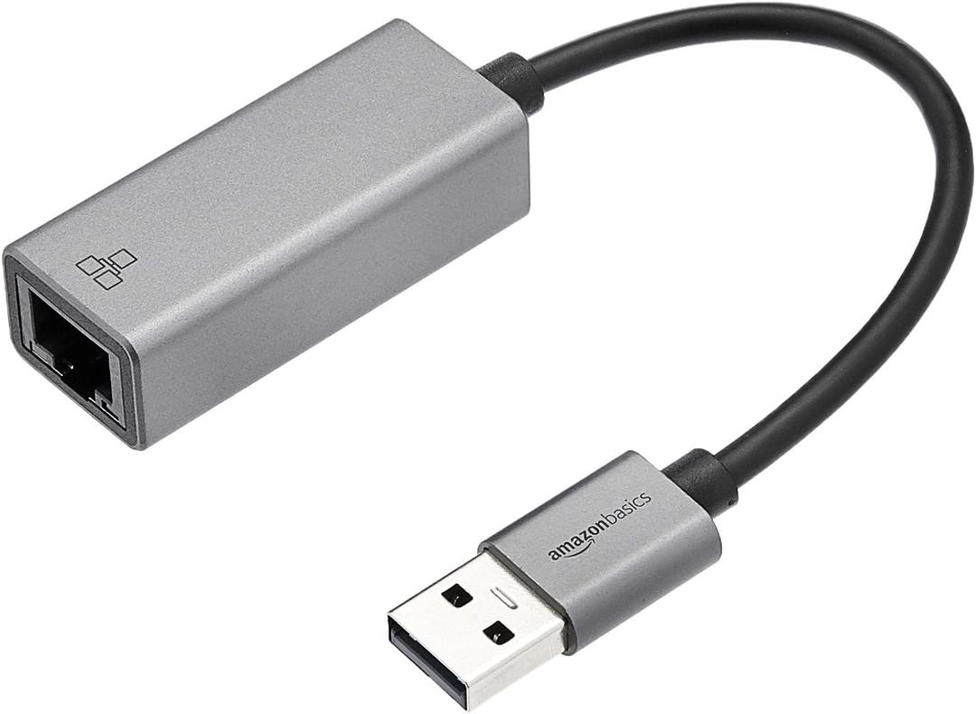 Amazon Basics Aluminum USB 3.0 Gigabit Ethernet Adapter, Gray, 1.97 x 0.83 x 0.59 inches