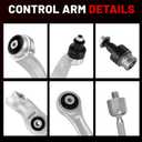 16Pcs Front Upper and Lower Control Arm w/Ball Joint Suspension Kit Compatible with Audi A4/A5/Q5 2009-2010, S5 2008-2010, with Ball Joints, Sway Bar Links & Tie Rod
