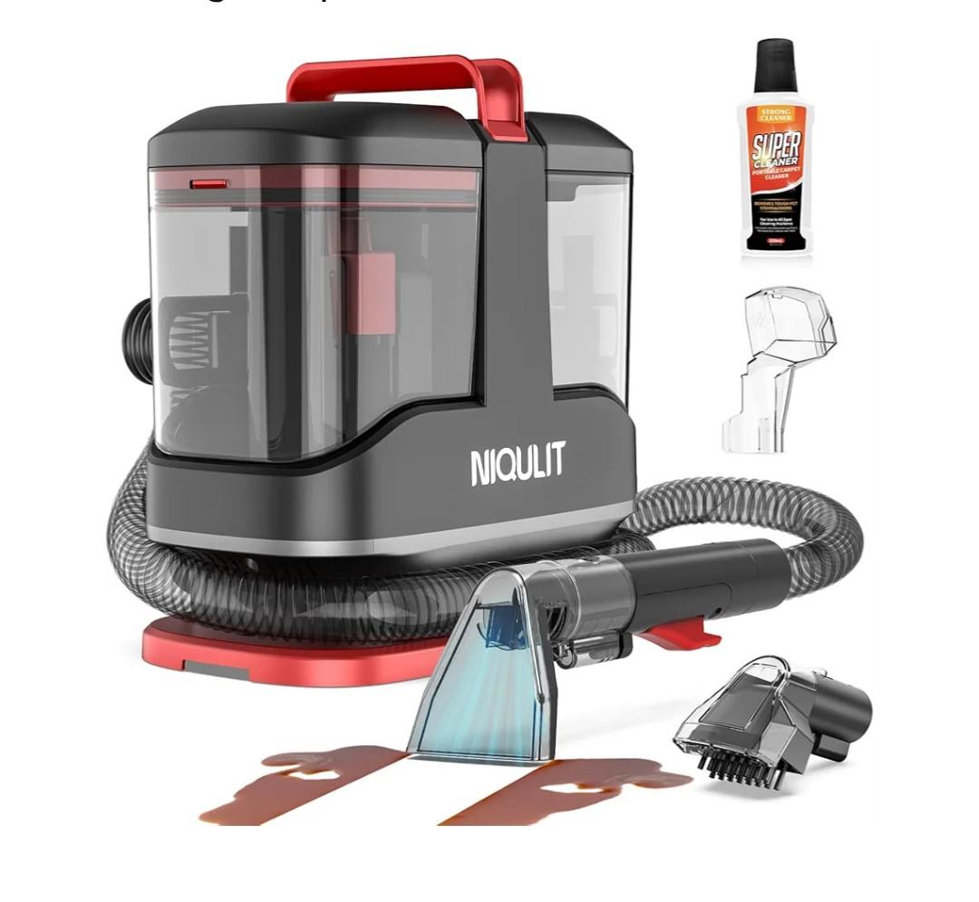 Portable Carpet & Upholstery Cleaner Machine - 15Kpa Deep Cleaning for Area Rugs, Pets, Couch & Car, Cleaning Machine with Dual Size BrushHead & Self-Cleaning System, Spot Cleaner for Stairs/Furniture