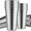 MEWAY Premium Stainless Steel Cups 24 oz Pint Cup Tumbler (8 Pack) - Premium Metal Cups - Stackable Durable CupChilling Beer Glasses, for Travel, Outdoor, Camping, Everyday