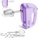 WADODO 7-Speed Electric Hand Mixer  Portable Food Mixer Kitchen Mixer with 304 *(1x Whisk, 2x Beater, 2x Dough hook) for Baking Cakes, Cream, Purple