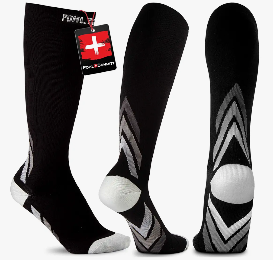Pohl Schmitt Premium Soft Knee High Compression Socks for Women & Men, Breathable Fabric Best for Nursing, Hiking, Running