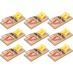 Victor M205-9 Easy Set Plastic Pedal Sustainably Sourced FSC Wood Humane Snap Rat Trap - 9 Wooden Traps (9 Traps)