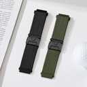 Braided Bands Compatible with Samsung Galaxy Watch Band 7 6 5 4 FE & 6 4 Classic & 5 Pro & Active 2, 20mm Stretchy Sport Band for Smaung Watch 47mm 46mm 45mm 44mm 43mm 42mm 40mm (Black/Army Green)