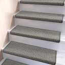 Brakki Bullnose Carpet Stair Treads, Stair Treads for Wooden Steps, 14pcs | Non Slip and Washable, Stair Rug for Indoor Runner and Pets, Soft Edging Staircase Protectors, L29.5" x W9.5", Grey Cream