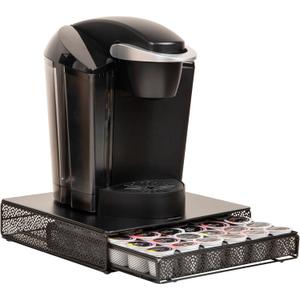 Mind Reader Single Serve Coffee Pod Drawer, 36 Pod Capacity, Countertop Organizer, Removable Dividers, Metal, Black