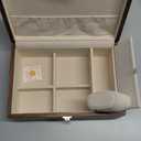 Wooden Jewelry Box For Women Jewelry Organizer Box With Lock 2 Layer Jewelry Holder Organizer For Necklace Ring Earring (Double Nut-BrownA)