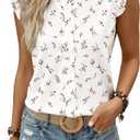 Astylish Womens 2026 Floral Chiffon Blouses V Neck Ruffle Sleeve Fitted Tops Boho Chic Tank Shirts Large