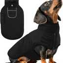 AOFITEE Small Dog Winter Coat, Waterproof Puffer Jacket With Harness Hole & Fleece Collar, Reflective Warm Snowsuit for Chihuahua, Yorkshire, Dachshund, Black S