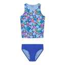 Lands' End Girls' UPF 50+ Swim Bikini Bottom and Racerback Tankini Set, Dazzling Blue, Medium