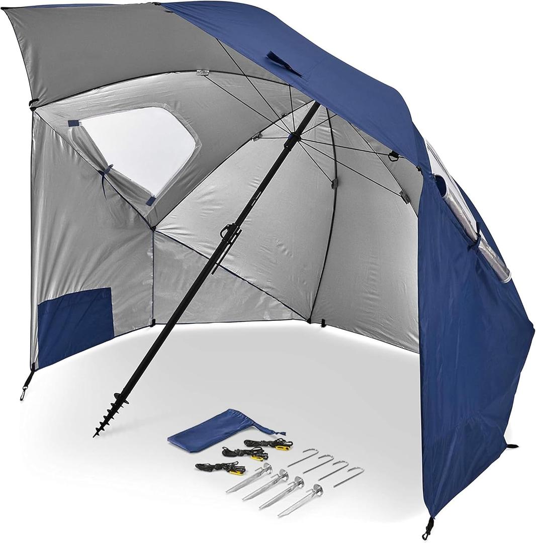 Sport-Brella Premiere UPF 50+ Umbrella Shelter with Patented Side Panels and Tilt Mechanism, Heavy-Duty 1.25 Inch Center Pole, Auger Anchor for Sand and Grass