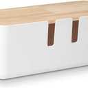 Cable Management Box by Baskiss, 12x5x4.5 inches, Wood Lid, Wire Organizer for Desk TV Computer USB Hub System to Cover and Hide & Power Strips & Cords