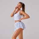 Women Flowy shorts,Butterfly Shorts for Girls 2 in 1 for Athletic,casual (Small, Floral Blue)