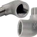 Beduan Stainless Steel Water Line Adapter 1/2 BSP Female to 3/8 Comp Male 90 Degree Elbow Reducer Hose Pipe Compression Fitting Home Supply Hose, Stop Valve Adapter, Pipe Connector (Pack of 2)