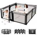 Sweeby Foldable Baby Playpen, 71x59 Playpens for Babies and Toddlers Large Play Yard with Door Baby Fence with Gate and Indoor & Outdoor Play Pen, Black