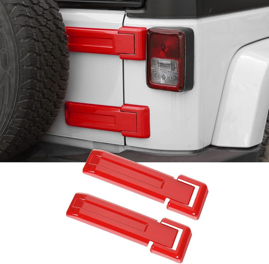 Tailgate Hinge Cover,Spare Tire Rear Door Bracket Trim Cover Trim 2Pcs for 2007-2017 Jeep Wrangler JK & Unlimited(Red)