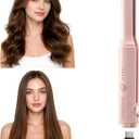 2 x Portable Hair Straightener & Curler 2 in 1, Mini Size, Pink | Cordless, USB Rechargeable, 2600mAH Battery, Ceramic, For Women & Men
