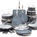 GreenPan Valencia Pro Ceramic Nonstick 22 Piece Cookware Set, Hard Anodized PFAS-Free Pots & Pans, Induction Ready, Compatible on All Cooktops, Dishwasher Safe, Oven Safe to 600F, Gray