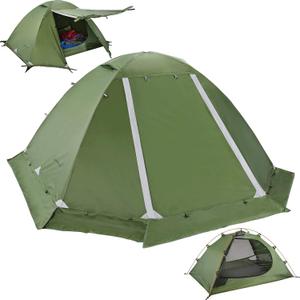 Clostnature Libra Lightweight Backpacking Tent - 1/2 Person 4 Season Ultralight Waterproof Camping Tent, Large Size Easy Setup Tent for Winter, Cold Weather, Family, Outdoor, Hiking and Mountaineering (Green)