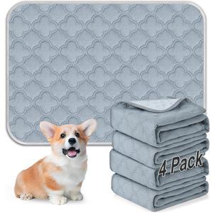 Washable Pee Pads for Dogs - 4 Pack Reusable Pee PadsWaterproof Puppy PadsPet Training PadsSuper Absorbent with Dog Paw Shape Non-Slip Backing (Light Grey, 18" X 24" - 4 Pack)