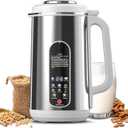 Stainless Steel Automatic Nut Milk Maker Machine, 40.5oz, 8 In 1 for Cashew, Oat, Coconut, Soy, Juice, and Dairy Free Beverages, with 24 Hours Timer (White)