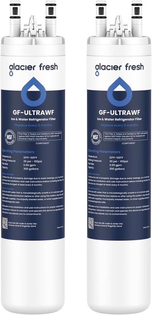 GLACIER FRESH Replacement for Frigidaire ULTRAWF, Pure Source Ultra, Kenmore 9999, 469999, 46-9999, A0094E28261 Refrigerator Water Filter, Pack Of 2