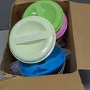 Honeydak 6 Pcs 70 Oz Round Clear Plastic Pitcher with Lid & Handle for Water Iced Tea Beverages (6 Packs Assorted Color) Jarras Para Aguas Frescas Plastic Pitcher for Easy Pouring