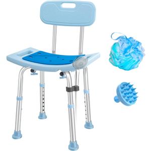 Shower Chair with Back for Elderly Seniors,Shower Stools and Benches for Adults,Bath Chair Shower Benches for The Disabled,Shower Seats,Blue Tub Chair