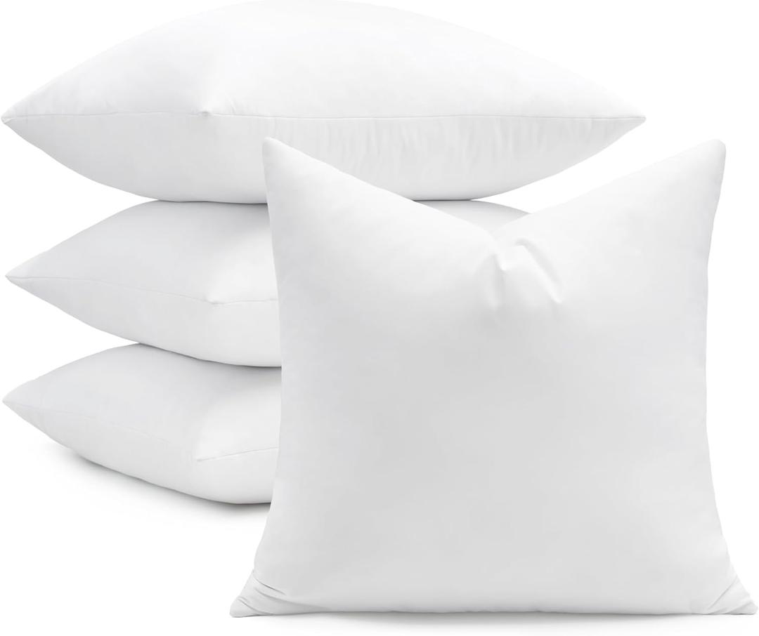 puredown 16x16 Feather Down Pillow Inserts, 4 Pack Throw Pillow Inserts for Couch, Chairs, Office, Apartments