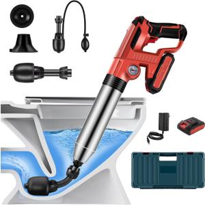 Electric Toilet PlungerDrain Clog Remover Tools,High Pressure Air Toilet Plungers Heavy Duty Plunger For Toilet,Bathroom,Floor Drain,Sewer,PipeRED