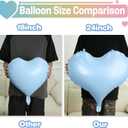 Pink Blue White Heart Balloons,6Pcs 24Inch Large Heart Foil Balloons for Valentine's Day Birthday Wedding Engagement Bridal Showers Anniversary Party Decorations