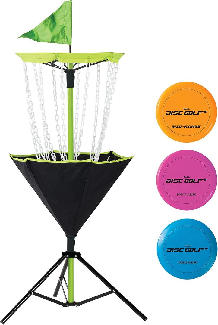 Franklin Sports Disc Golf Baskets - Portable Disc Golf Target with Chains Included - Disc Golf Basket Stand Equipment for Hole + Course Creation, One Size
