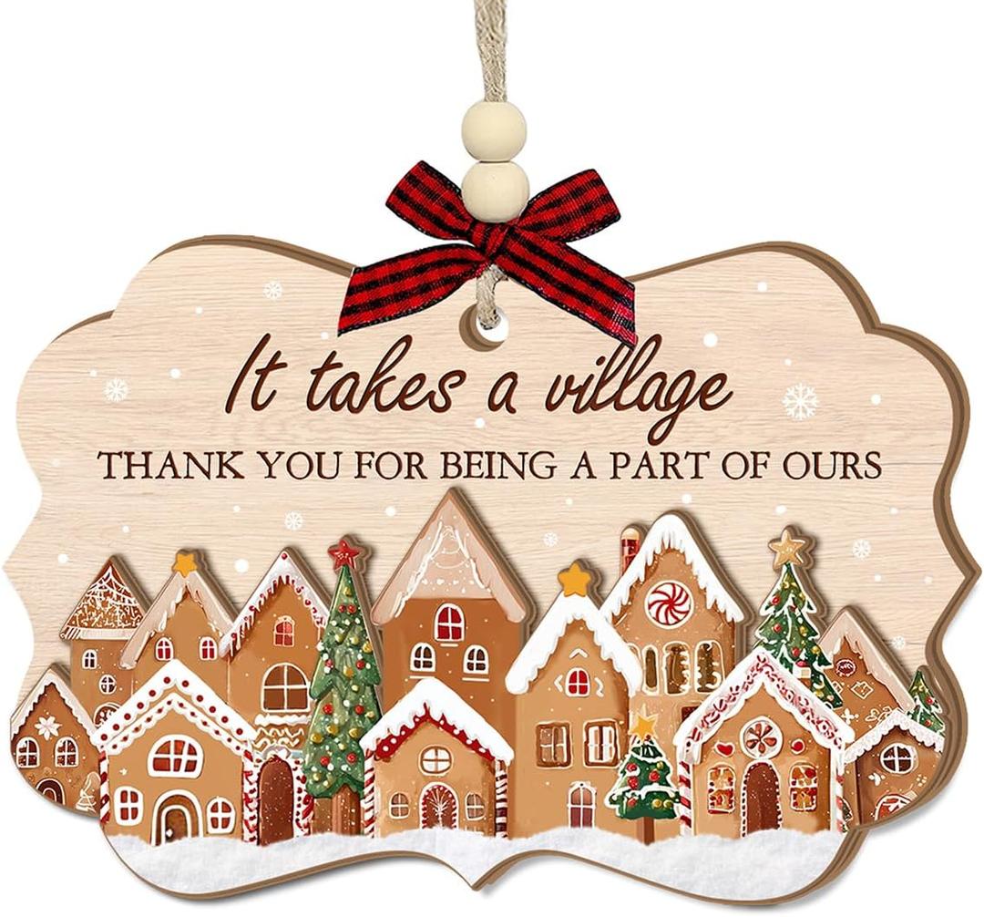 Thank You Christmas Ornaments 2025  It Takes a Village Wooden Christmas Ornament, Appreciation Gifts for Coworker, Nurse, Pastor, Boss, Employee  Thank You Gifts for Women Men, Family, Teacher