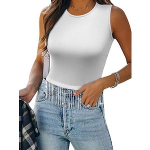 Womens Nashville Sparkly Rhinestone Fringe Sleeveless Tops Concert Raceback Ribbed Tank Tops with Glitter Tassel (Large, 2-white)