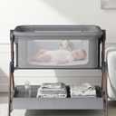 Winchild Bassinet, 3-in-1 Baby Bassinet Bedside Sleeper, Gray