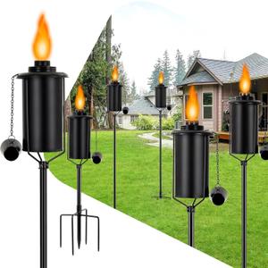 Garden Torches for Outside 6 Pack, 16 oz Metal Citronella Torches Outdoor with 4-Prong Grounded Stake, Upgraded 62 Inch Outdoor Torches for Yard Garden Dcor,Party Patio Pathway