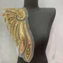 2Pairs/4pcs Golden Silver Wings Hand Stitched Sequin Beading Embroidered Lace Applique for Party Wedding Dress Clothing Shoulder Accessories