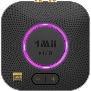 1Mii B06S+ LDAC Bluetooth 5.3 Receiver for Home Stereo Hi-Res Music Streaming, Hi-Fi Wireless Audio Adapter with aptX HD/LL, Long Range, Volume Control, RCA/3.5mm AUX Outputs