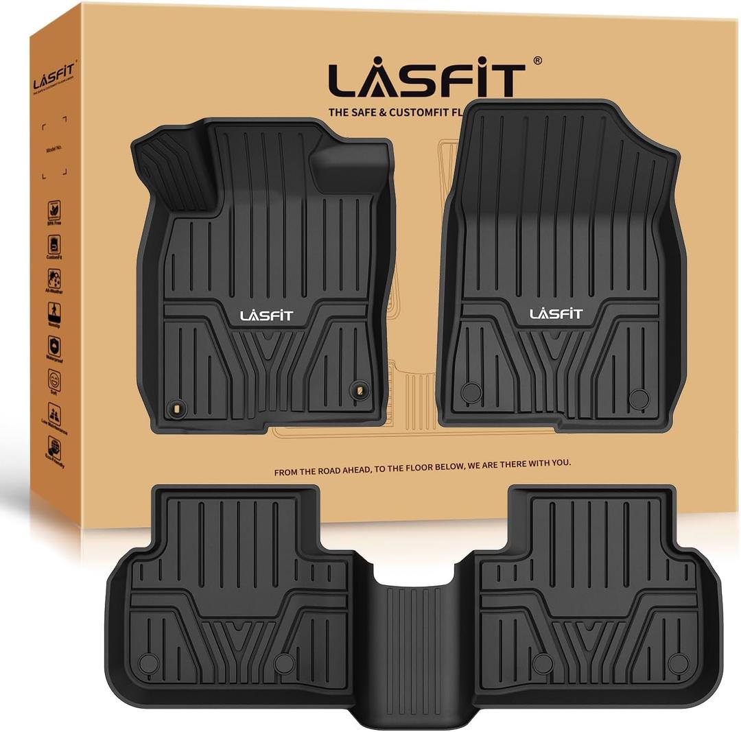 LASFIT Floor Mats for Honda Civic 2022-2025 2026 Sedan Hatchback Si (Include Sport), with&w/o USB Port | for Acura Integra 2023-2026, All Weather Car Floor Liners, 1st & 2nd Row, Black
