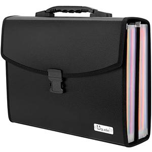 Uquelic 26 Pockets Expanding File Folder - Accordion Savor Document Organizer Folio Upgraded Durable Buckle, Base with Ergonomic Portable Handle/Large Legal Size Expandable File Organizer