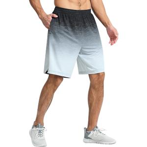 EZRUN Men's 9" Quick Dry Basketball Workout Shorts with Zip Pockets