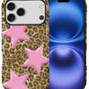 DAIZAG Compatible with iPhone 17 Pro Max Case,L2 Pink Star Leopard Print Dual Layer Shockproof Protective Hybrid Case