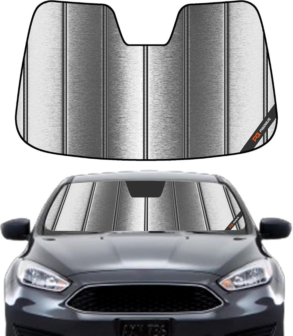 Pigenius Windshield Sun Shade for Ford Focus 2012-2018 Front Window Sunshade - Metallic