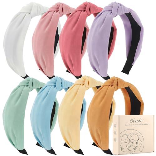 obeoby 8Pcs Girls Headbands, Knotted Headbands for Teen Girls Outdoor Outfit Light Multicolor Series Summer Hairband Hair Accessories Trendy Stuff