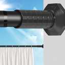Tension Curtain Rod 51-168 In, ZYKORT Shower Curtain Rods No Drilling, Extra Long Outdoor Curtain Rod for Patio, Adjustable Spring Tension Rods for Bathroom Window, Easy to Install, Never Rust, Black