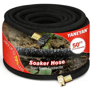 50 FT Soaker Hose 1/2" Heavy Duty Garden Hose to Save 70% Water Drip Irrigation Kit for Lawn/Yard Landscaping Beds