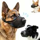 Dog Muzzle Fits 6.9–10.63in Mouth Circumference – Anti-Scavenging T-Shaped Mesh, Prevents Biting, Barking & Eating | 1.2oz Lightweight Breathable PVC Padded Mouth Guard with Luminous Strap
