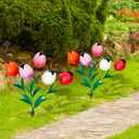 2 Pack Metal Tulips Stake Outdoor Flowers for Spring Outdoor Decorations Bouquet of Poppy Flower Garden Stakes Metal Yard Decoration Rustic Handcrafted Items for Fence